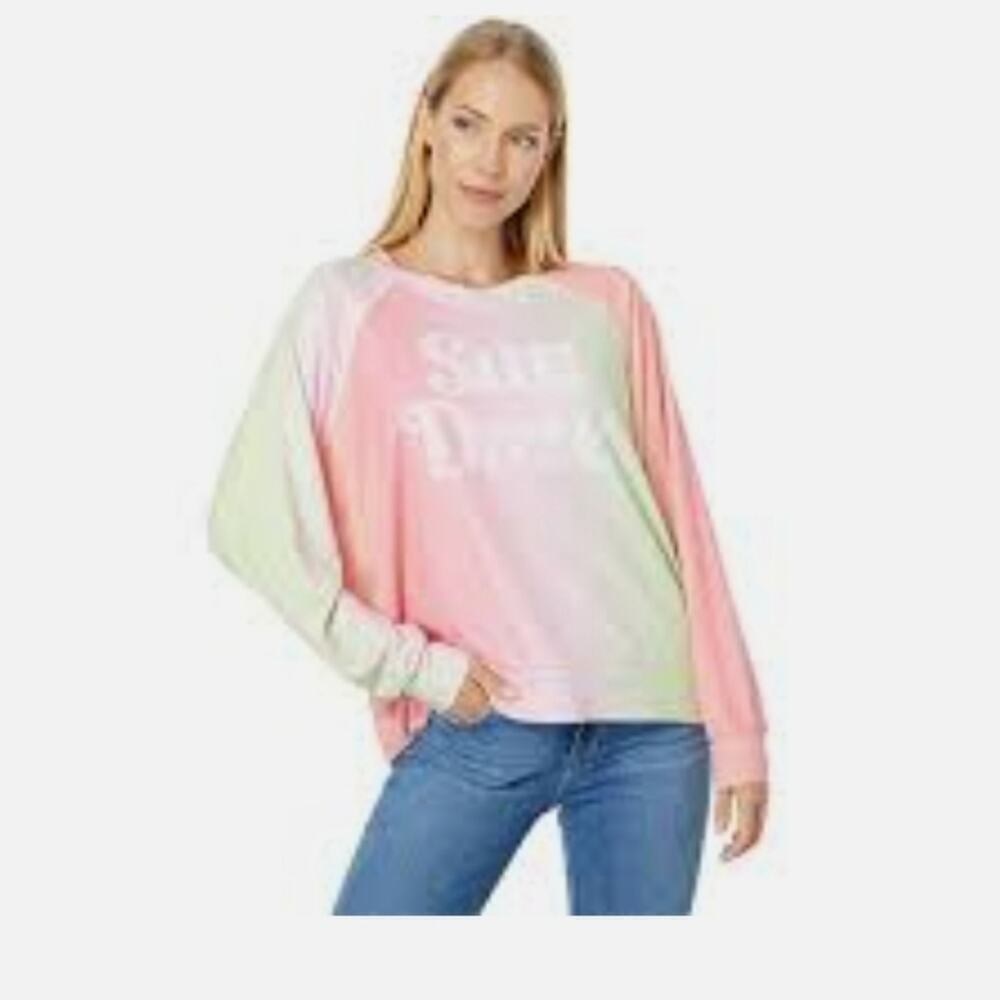 WILDFOX SUN DAZE SOMMERS SWEATSHIRT NEON SHERBERT SIZE SMALL